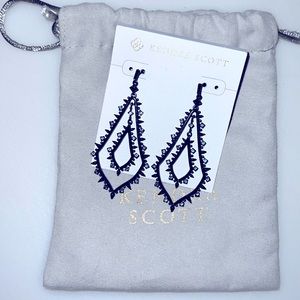**Kendra Scott** navy gunmetal & sparkly crystal double Sophee drop earrings